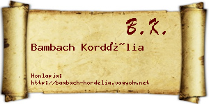Bambach Kordélia névjegykártya